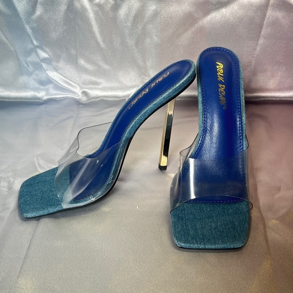 Public Desire Blue Sandals with Modern Transparent Strap - Picture 3 of 4